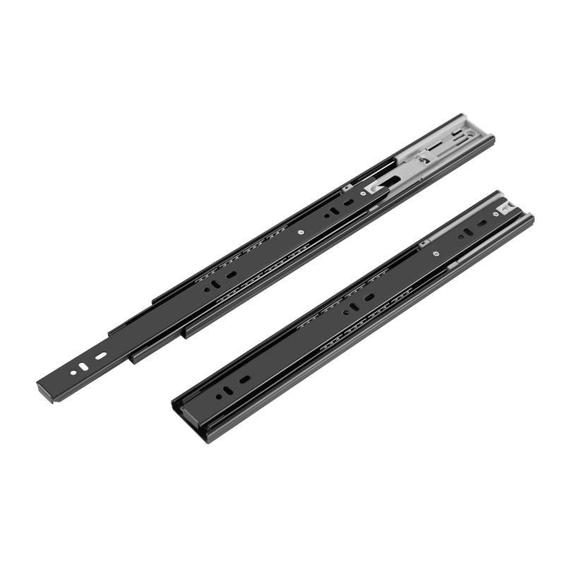 Tatlong-seksyon damping tahimik na buffer na bakal na bola na makapal na mga drawer slide