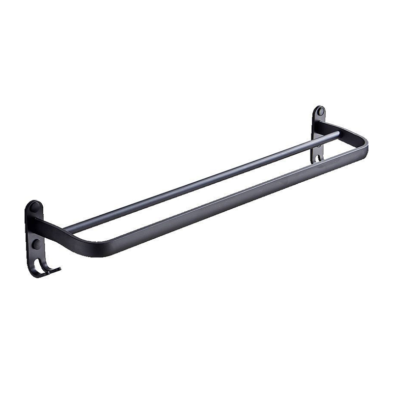 Modern Style Space Aluminum Double Rod Punch-Free Banyo Towel Rack