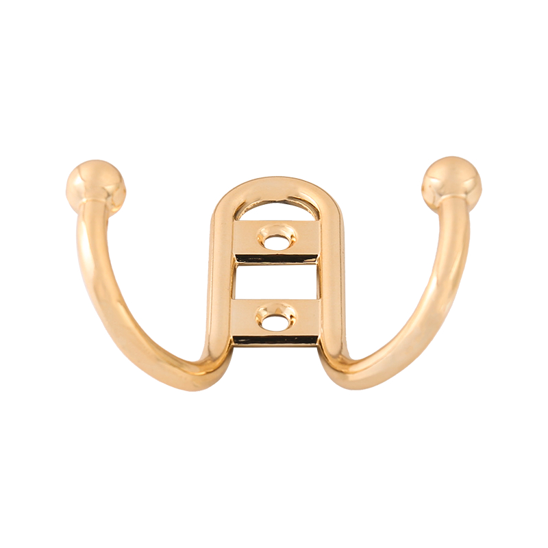 7779 maliwanag na gintong maliwanag na chrome double hook coat hook